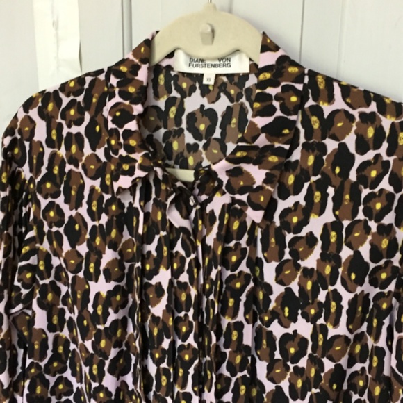 Diane Von Furstenberg Leopard Print Blouse - Brown and Pink - Picture 10 of 16